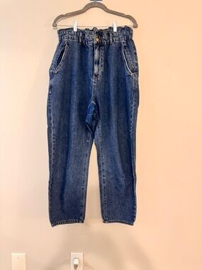 Zara High-Rise Paperbag Waist Denim Jeans